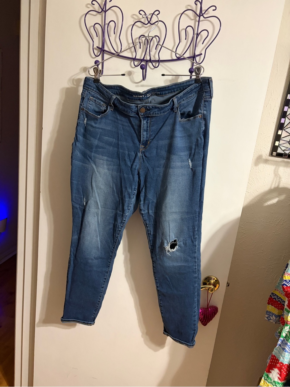 🧡 18 Petite Old Navy Rockstar Blue Distressed Skinny Jeans - Mid-Rise Fit